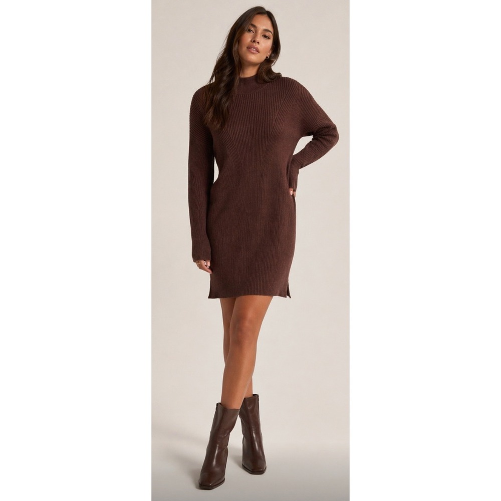 Abercrombie Sweater Dress NWT Brown Ribbed Mock Neck Cozy Soft